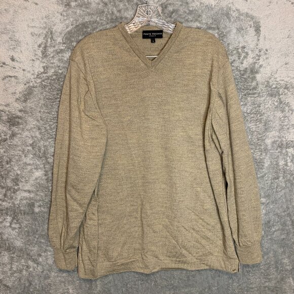 Ponte Vecchio Italy Men Pure New Wool V Neck Long Sleeve Pullover Sweater L - Picture 1 of 11